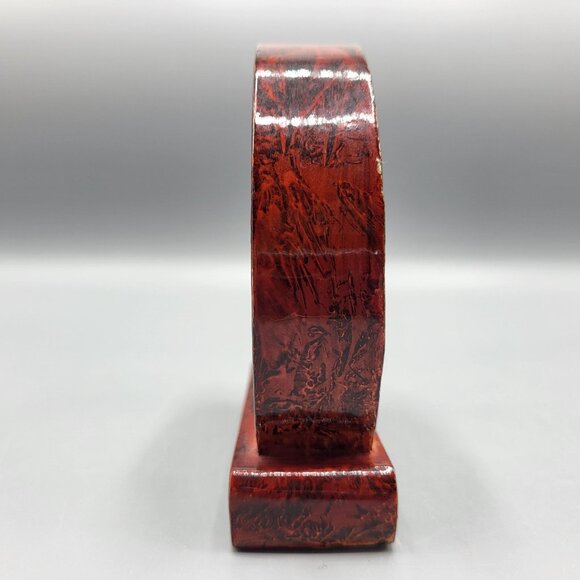 Vtg Chinese Hand Carved Cork Diorama Cranes Black Lacquer Art Stand 4" x 3.75" - Picture 4 of 16